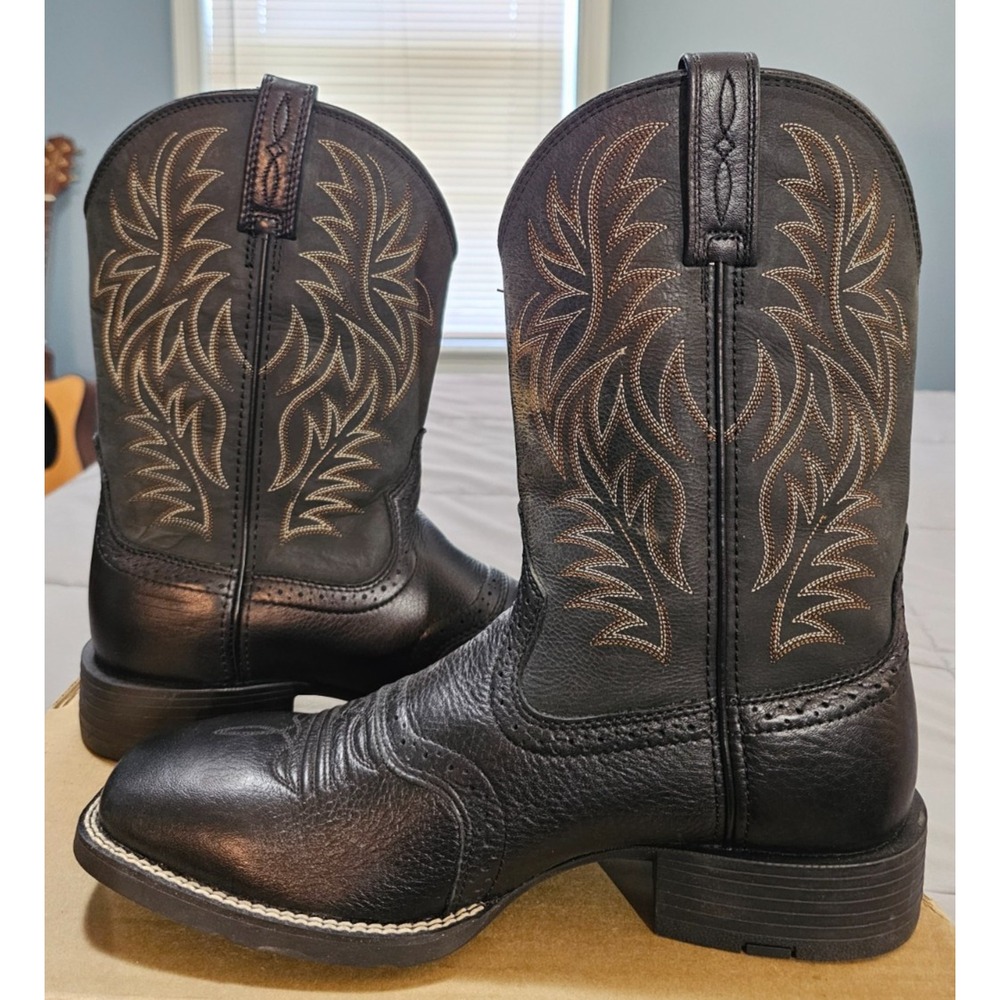 Ariat® (Men's 10.5 D) Sport Western Square-Toe Cowboy Boot, Black/Deertan - $190 - Picture 9 of 12